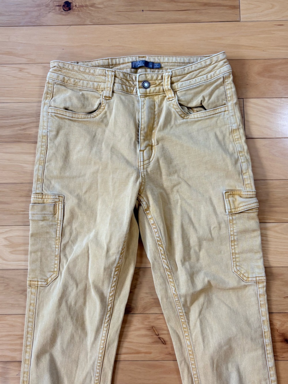 prAna Dollia Ankle Pants Womens Sz 10 Yellow Cargo Mid Rise Stretch Hiking - Picture 6 of 10